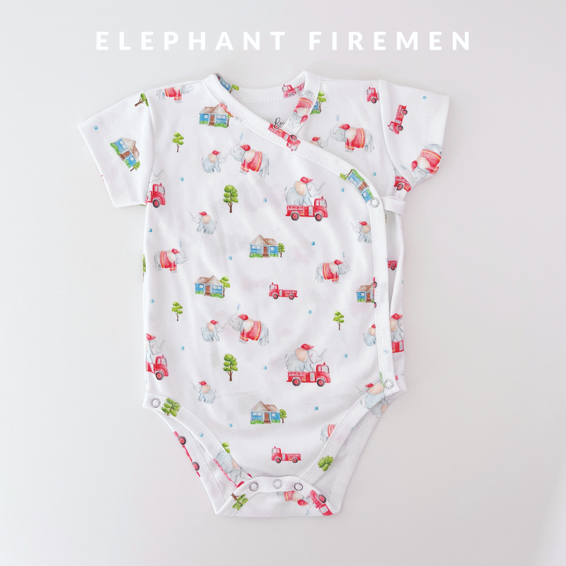 Happyrei Kimono Onesies Short Sleeve - Elephant Firemen